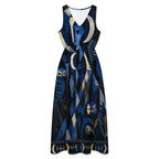 Evil Eye Celestial Maxi Dress with Pockets | Blue V-Neck