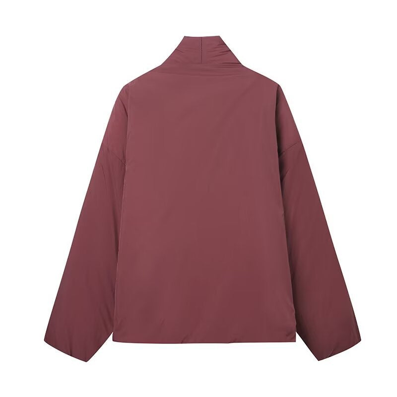 Oversized stand-collar kimono jacket for women