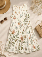 Mediterranean Evil Eye Dress | Floral Coastal A-Line Pocket Dress