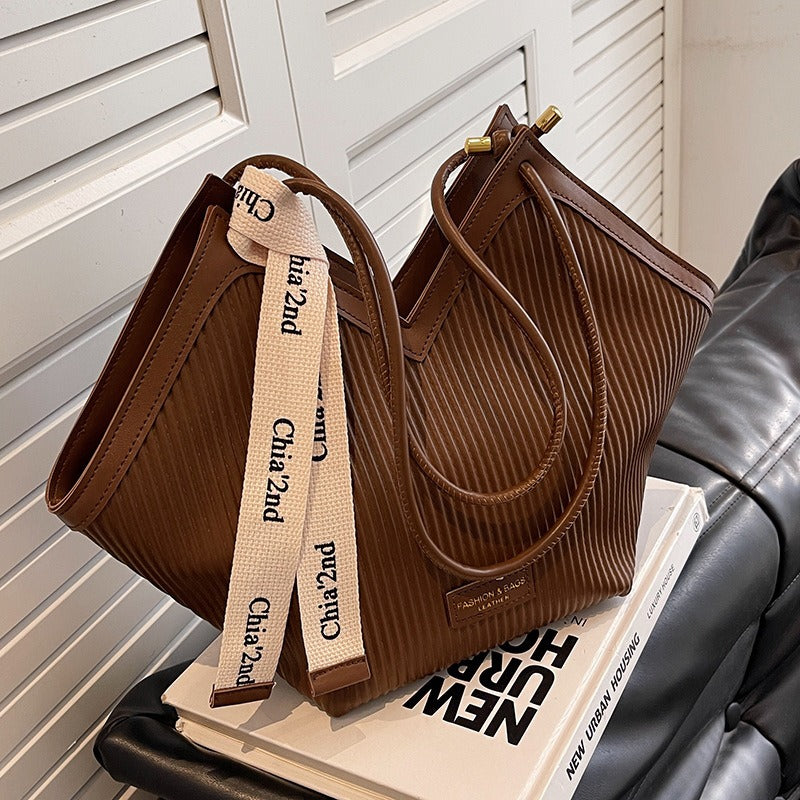 Women's large PU tote bag in black, white or brown