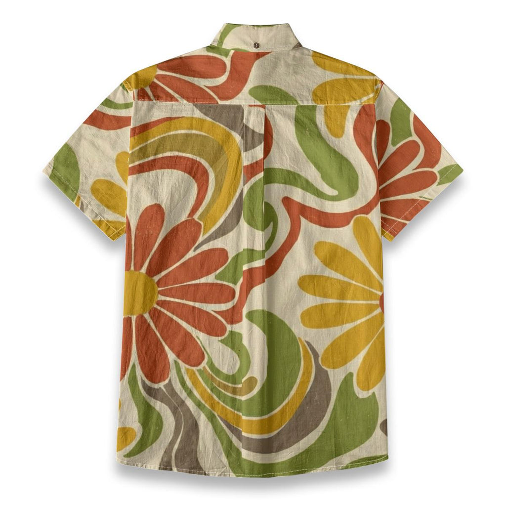 Men’s Cotton Resort Shirt | Retro Floral Mediterranean Button-Up