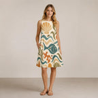 Mediterranean Fish A-Line Dress | Coastal Resort Pocket Dress