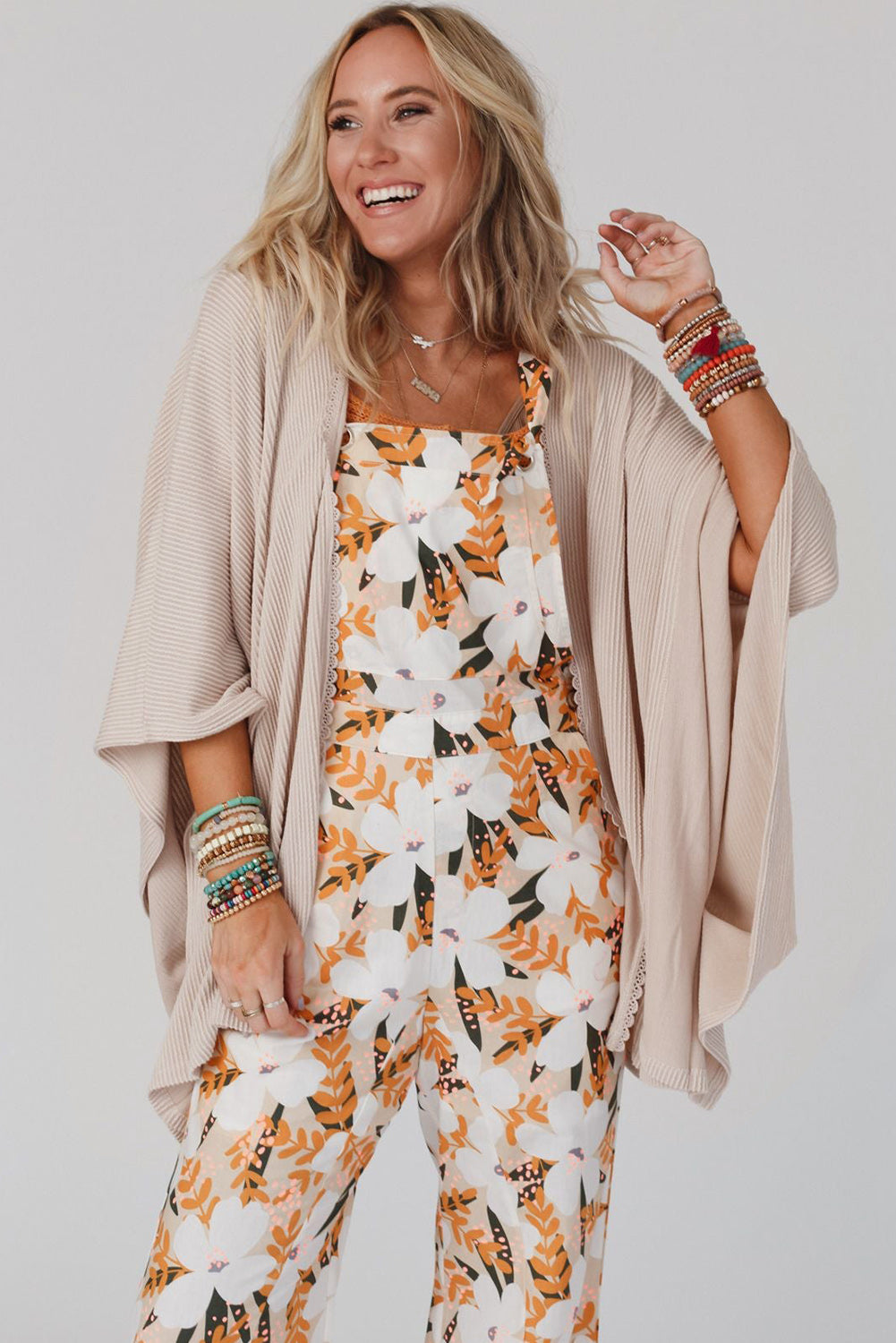Women's Lace-Trim Ribbed Kimono Cardigan – Black or Apricot