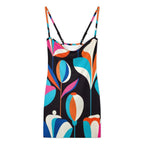 Retro Floral Strappy Mini Dress | Colorful Summer Party Dress