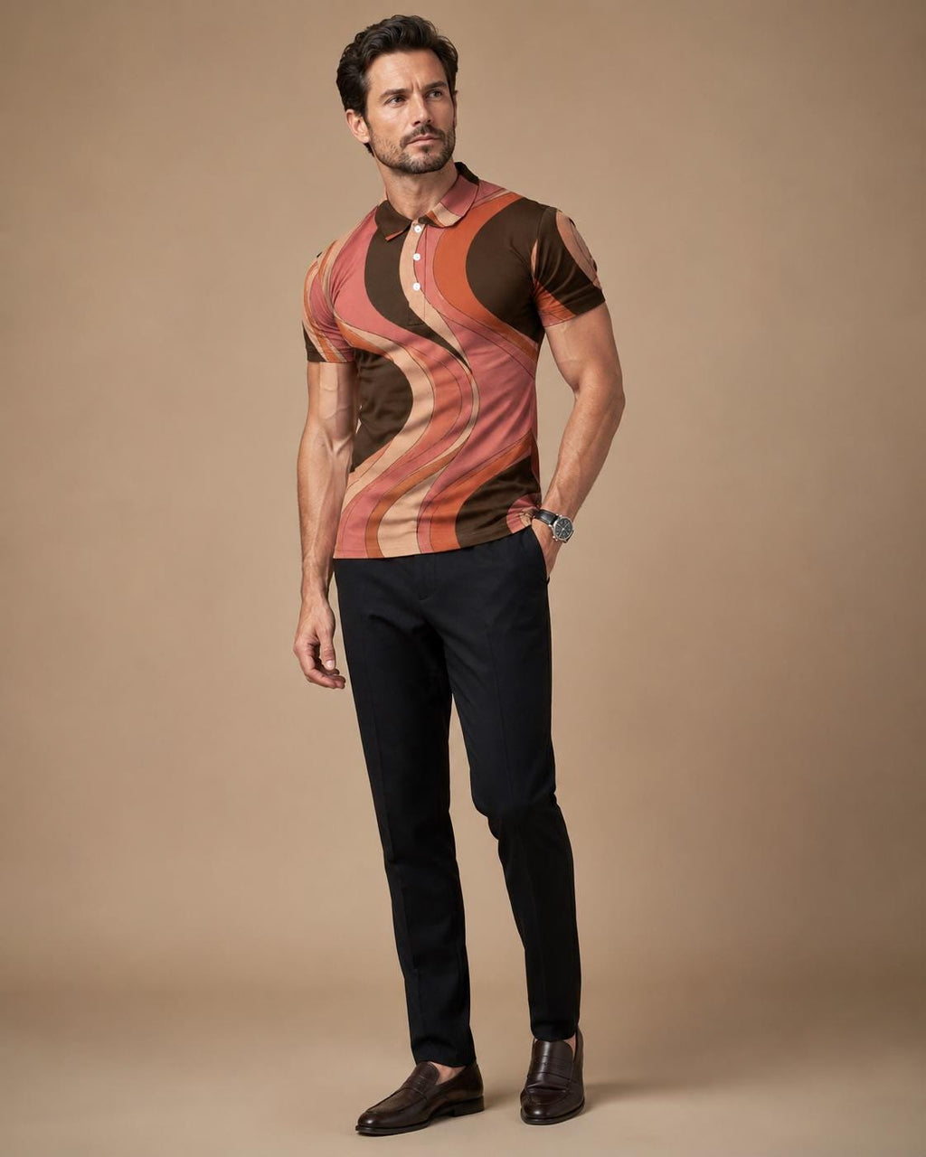 Men’s 70s Geometric Polo Shirt | Retro Resort Golf Polo