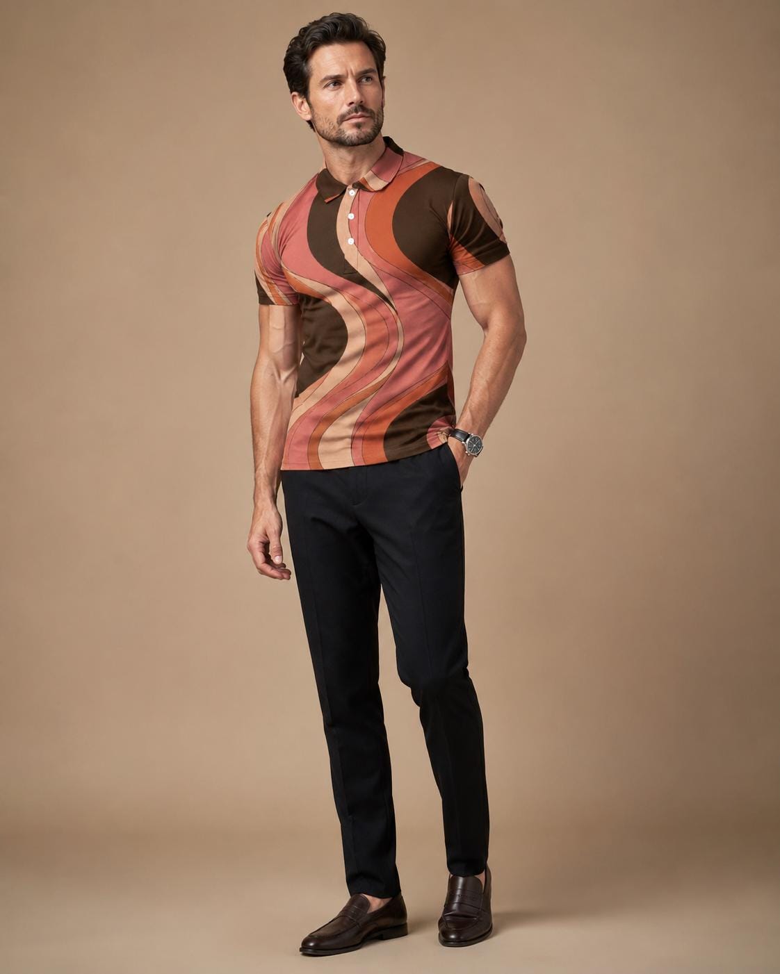 Men’s 70s Geometric Polo Shirt | Retro Resort Golf Polo