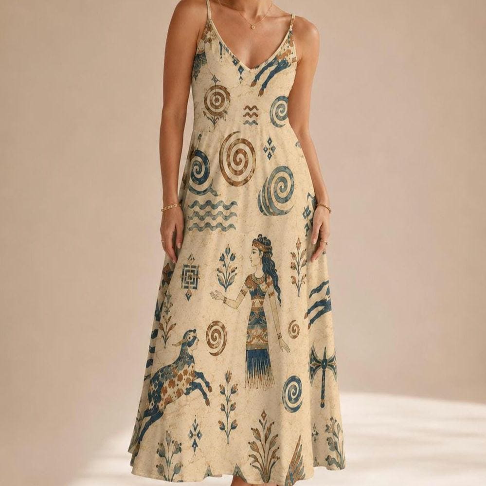 Greek Goddess Maxi Dress | Minoan Tribal Coastal Resort Dress