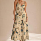 Greek Goddess Maxi Dress | Minoan Tribal Coastal Resort Dress