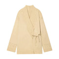 Women's apricot belted kimono jacket