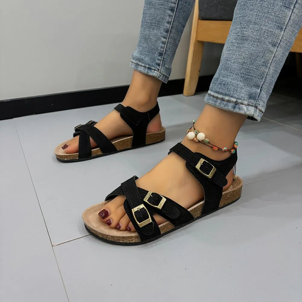 Women's casual buckle-strap flat sandals