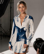 Manta Ray Mini Shirt Dress | Coastal Resort Vacation Dress
