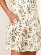 Mediterranean Evil Eye Dress | Floral Coastal A-Line Pocket Dress