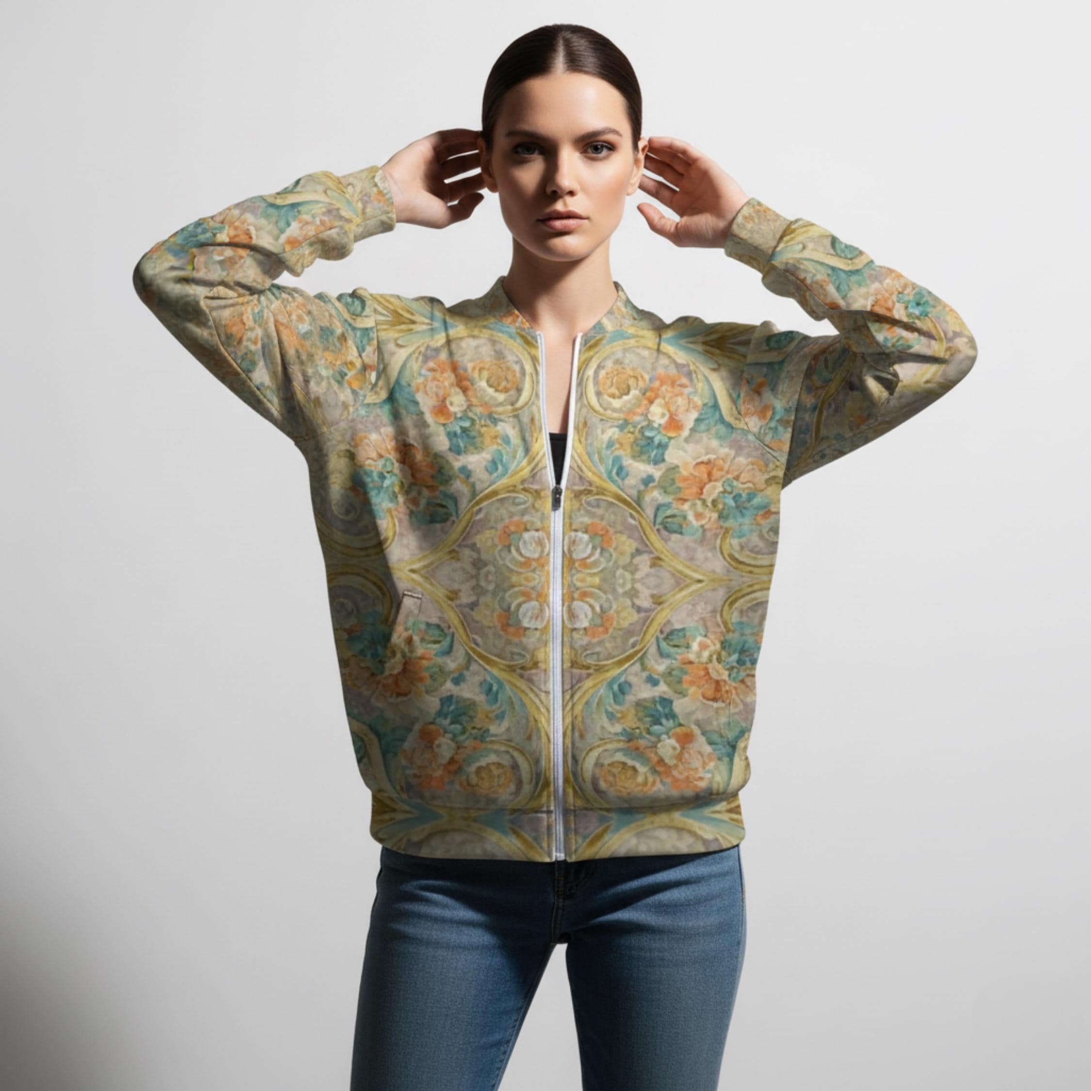Floral Bomber Jacket | Boho Lightweight Spring Statement Jacket