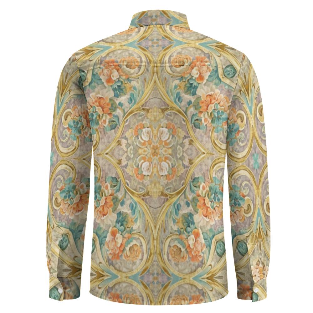 Baroque Print Button-Down Shirt | Unisex Vintage Statement Top
