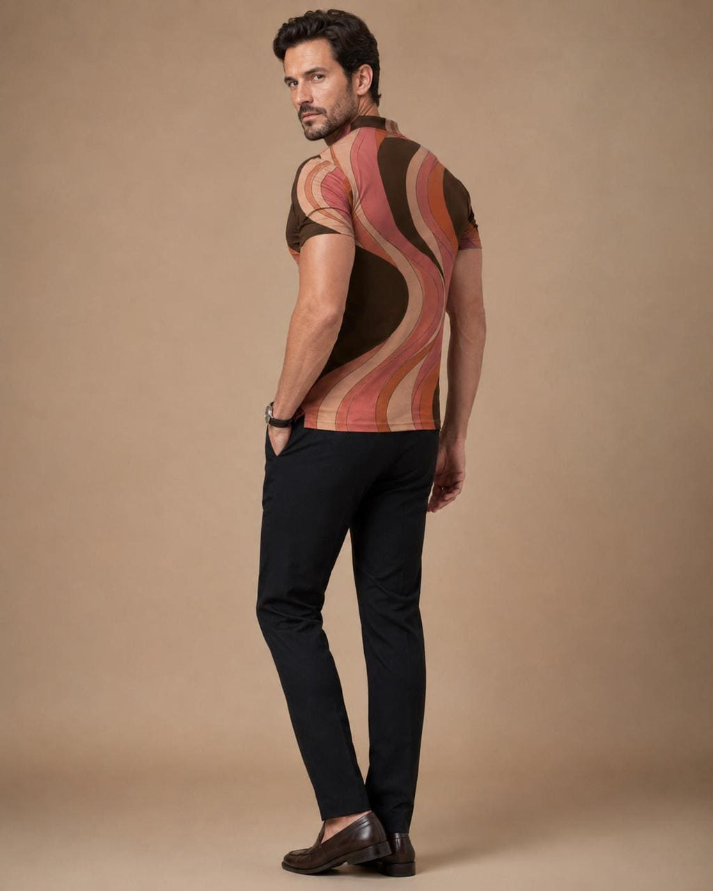 Men’s 70s Geometric Polo Shirt | Retro Resort Golf Polo