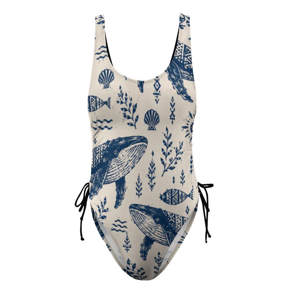 Whale Print One-Piece Swimsuit | Coastal Ocean Swimwear