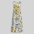 Amalfi Lemon Tile Cotton Midi Dress | Resort Pocket Dress
