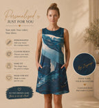 Personalized Whale A-Line Dress | Custom Name Coastal Vacation Dress