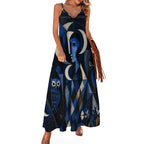 Celestial Art Slip Maxi Dress | Blue Spaghetti Strap Dress