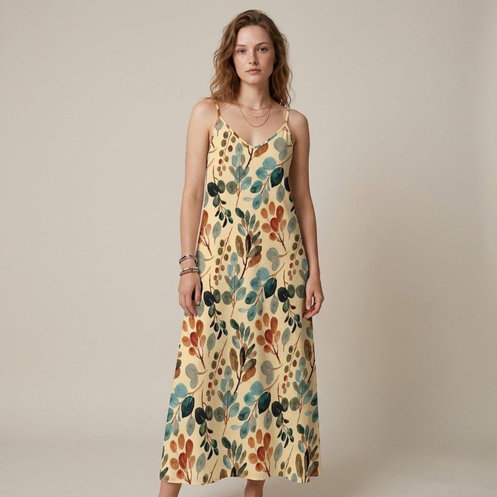 Floral Sling Maxi Dress | Sleeveless Boho Vacation Dress