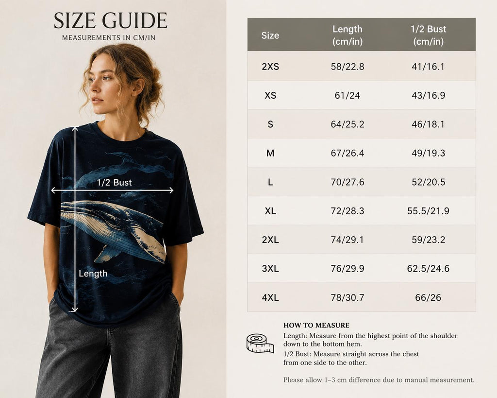Artistic Whale Cotton T-Shirt | Dark Nordic Marine Tee