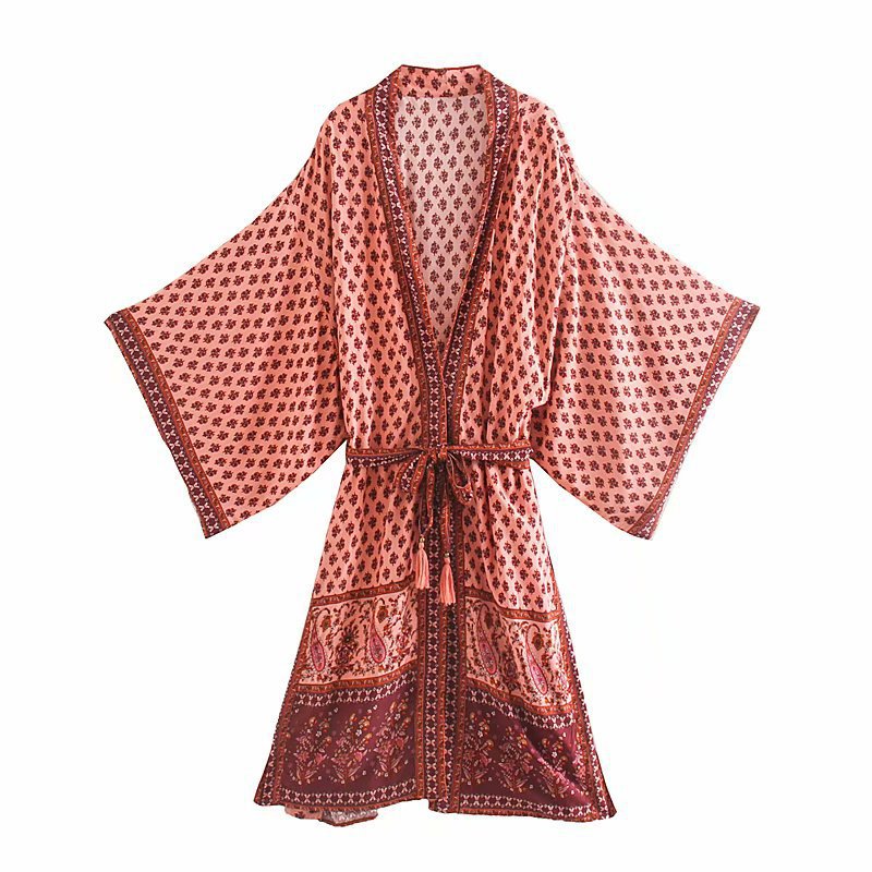 Women's cotton-rich paisley print kimono