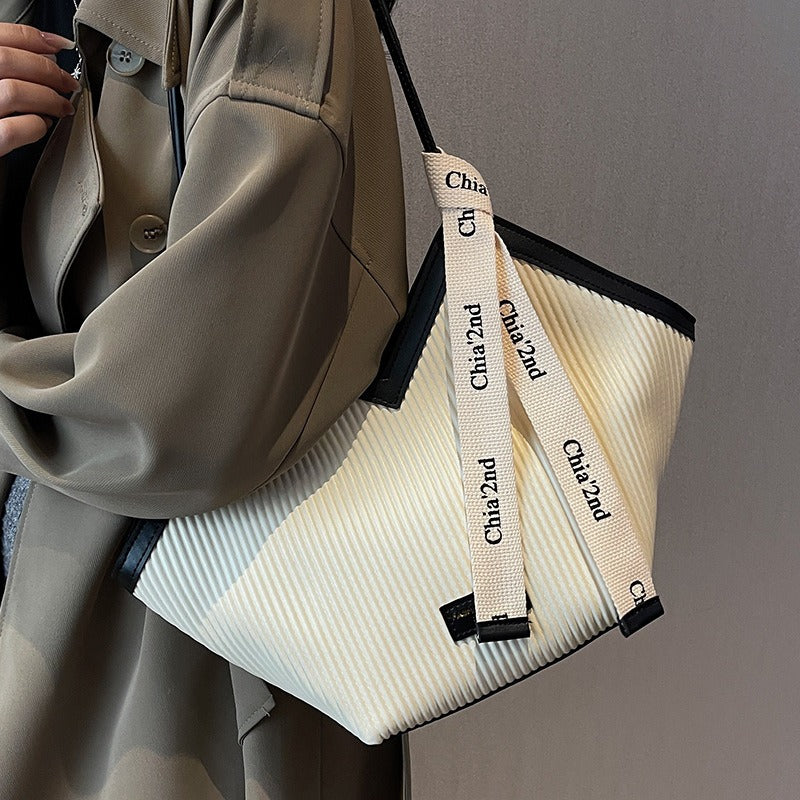 Women's large PU tote bag in black, white or brown