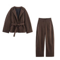 Belted kimono jacket with full-length matching trousers
