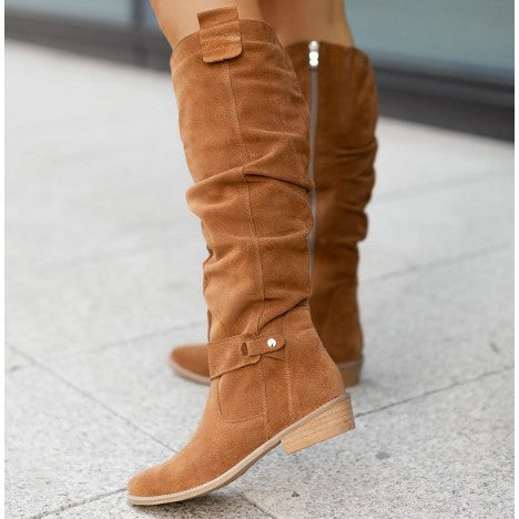 Women's oversized suede mid-calf boots