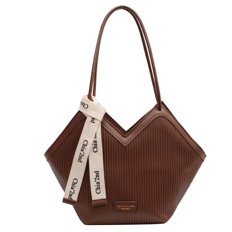 Women's large PU tote bag in black, white or brown