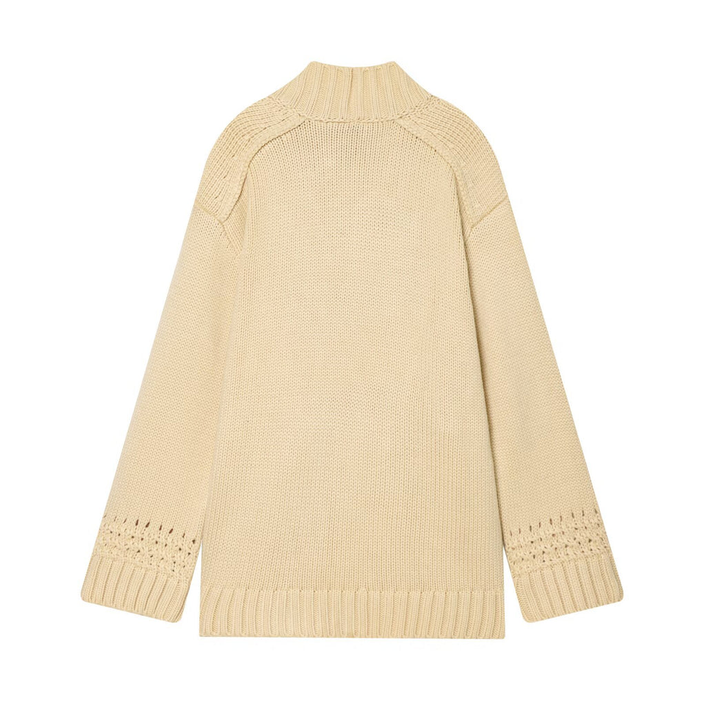 Off-white kimono-style jacket with turn-down collar