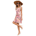 Pink Floral Sleeveless A-Line Midi Dress