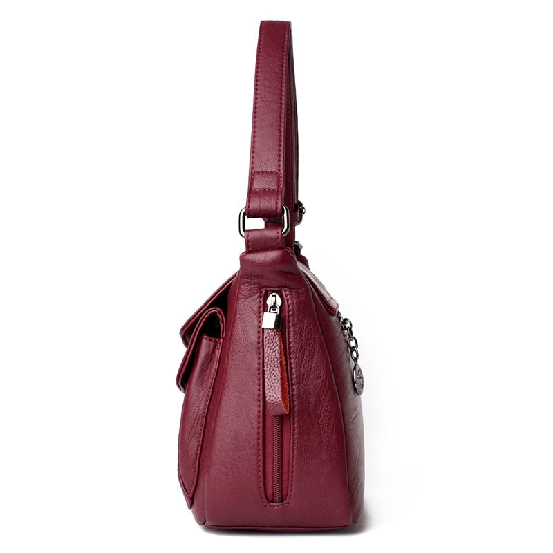 Women's genuine leather shoulder bag in six color options