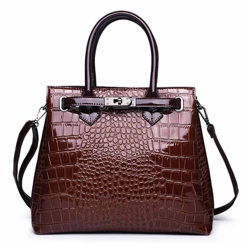 Women's structured PU shoulder bag with hasp closure in black, purple or red