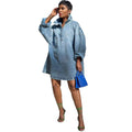 Dark Gray Long-Sleeve Denim Dress