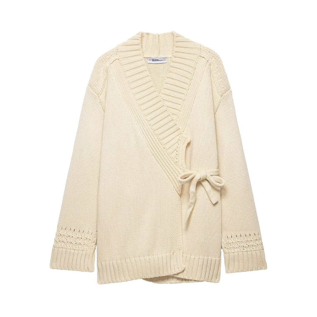 Solid-color apricot kimono cardigan for layering