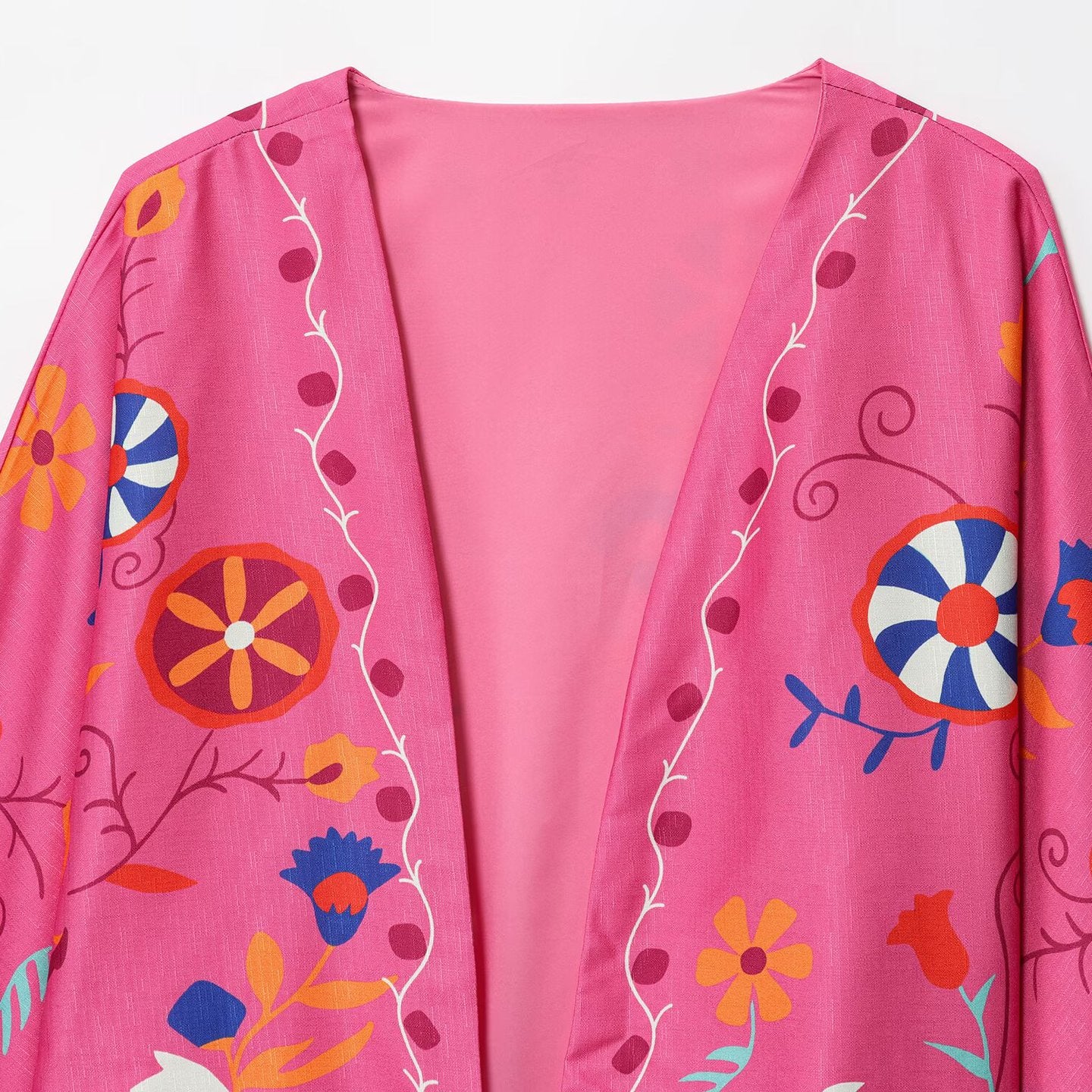 Women's relaxed woven polyester kimono cardigan