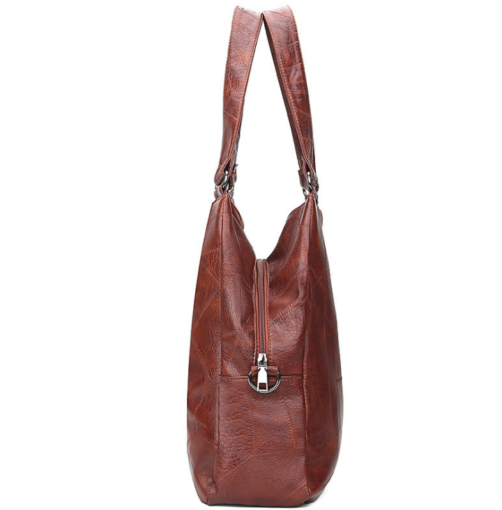Women's vintage-style top-handle shoulder bag in black or brown