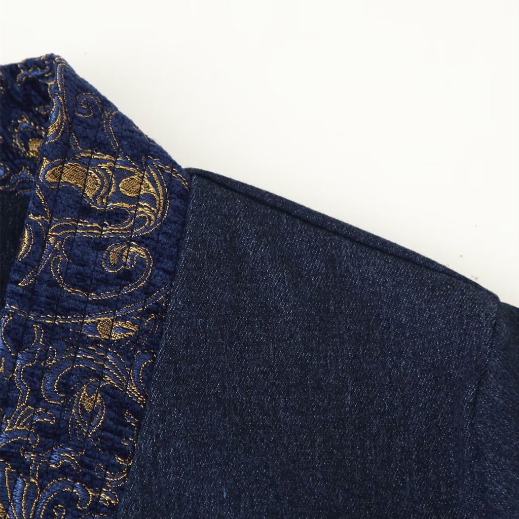 Navy blue kimono-style layering jacket