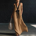 Sleeveless V-Neck High-Waist Maxi Dress