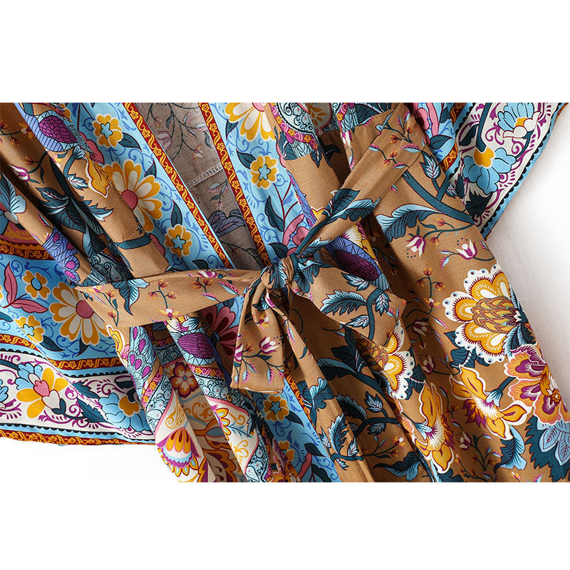 Women's printed kimono cardigan for resort styling