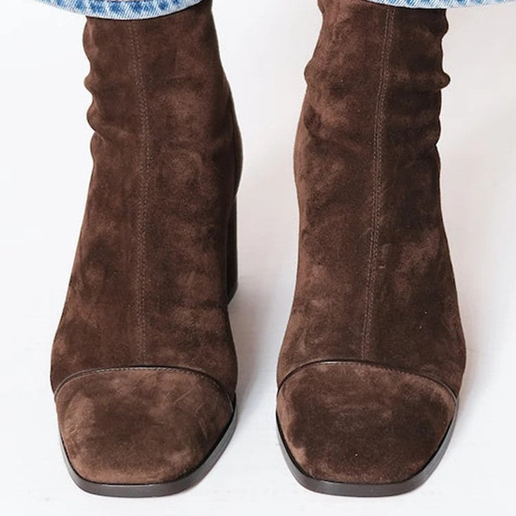 Women's dark brown suede ankle boots