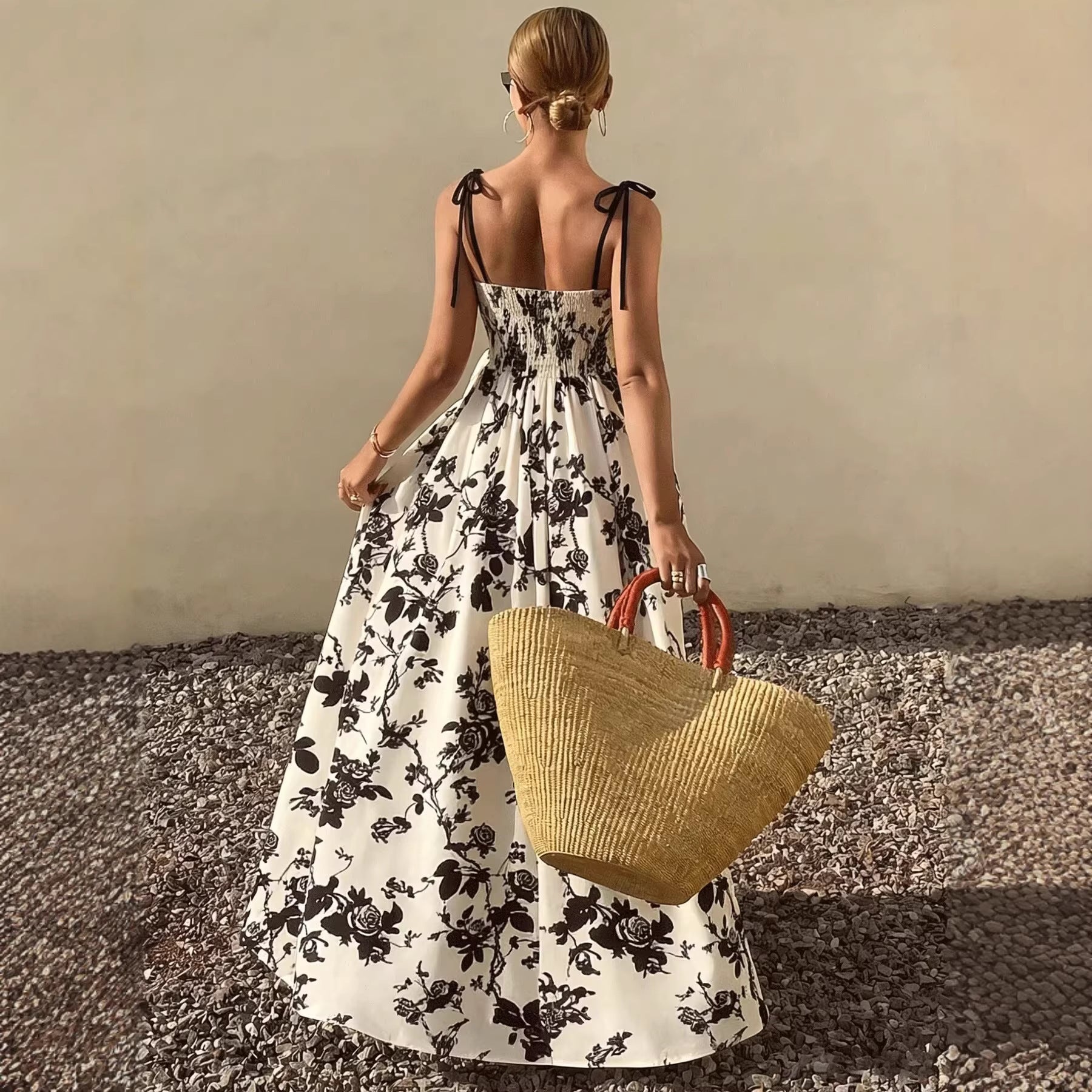 Beige Sleeveless A-Line Maxi Dress
