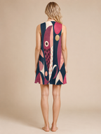 Retro geometric A-line dress back view