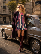 Retro geometric A-line dress full length view