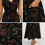 Forest Botanical Maxi Dress with Pockets | V-Neck Resort Dress