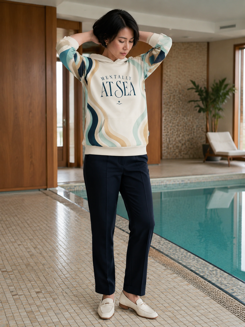 Mentally at Sea coastal hoodie styled view