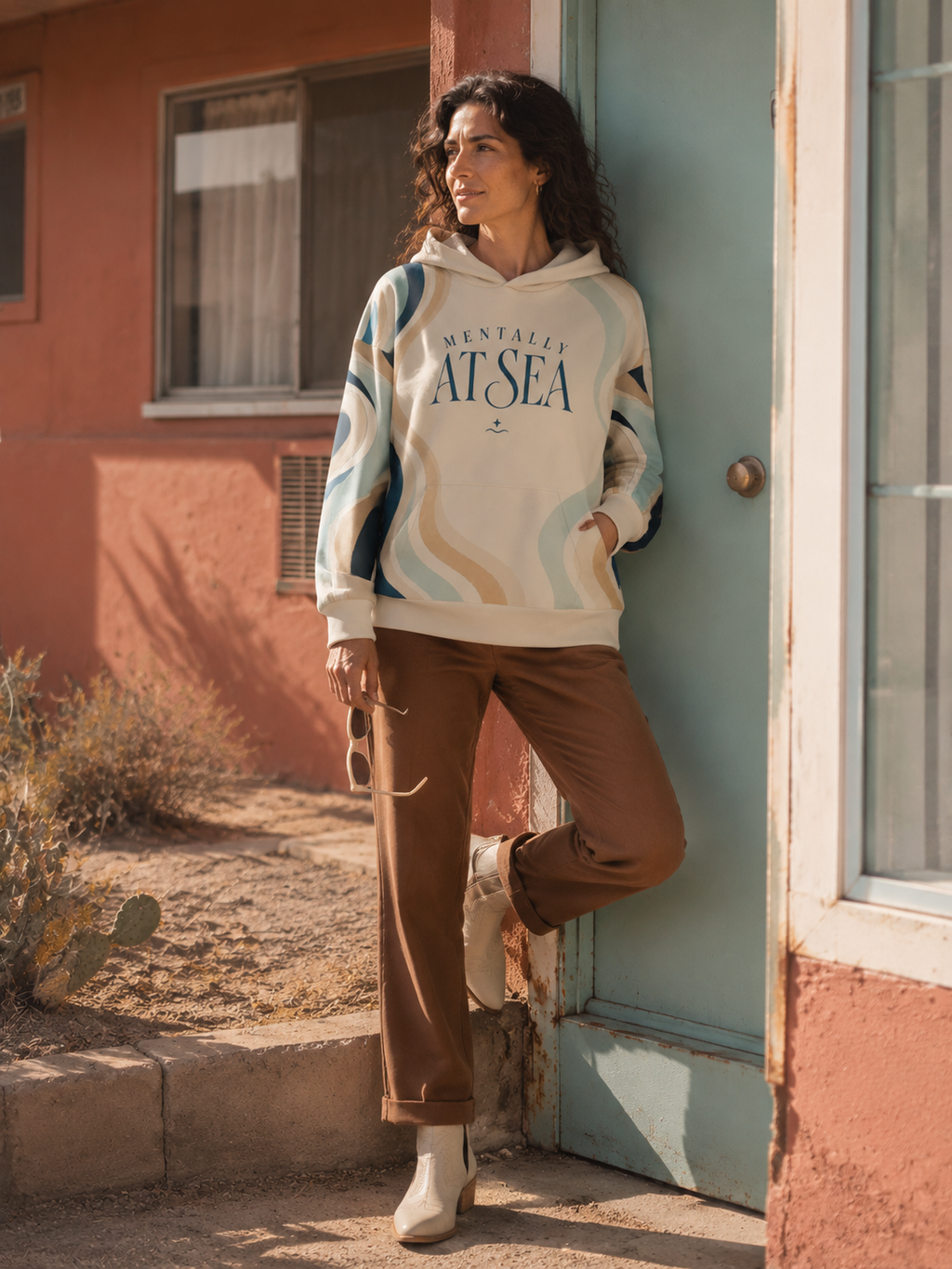 Mentally at Sea retro hoodie alternate lifestyle view
