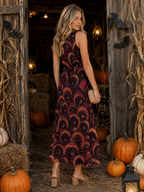 Burgundy Night Garden Maxi Dress with Pockets | V-Neck