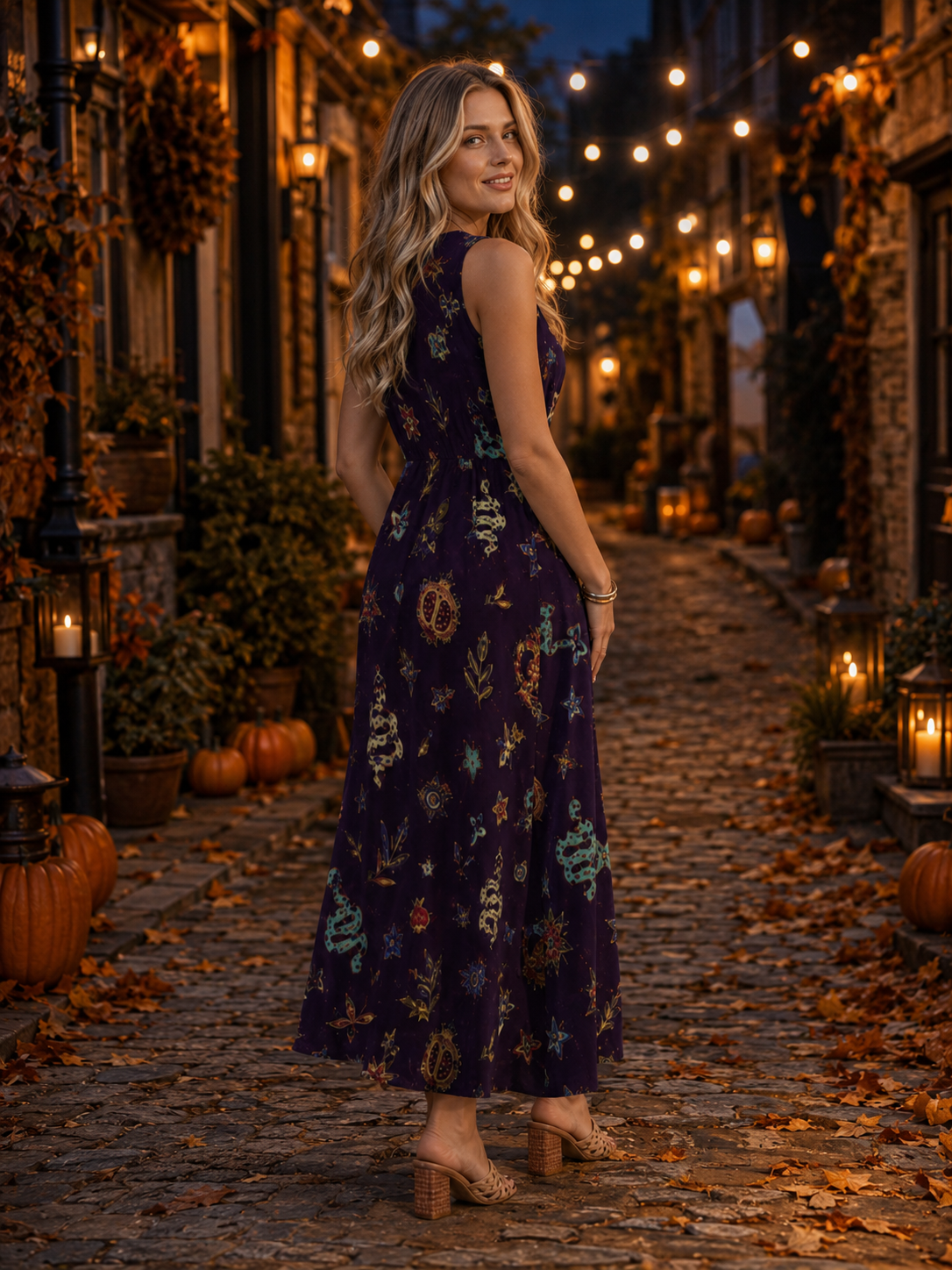 Midnight Floral Maxi Dress with Pockets | V-Neck Resort Dress